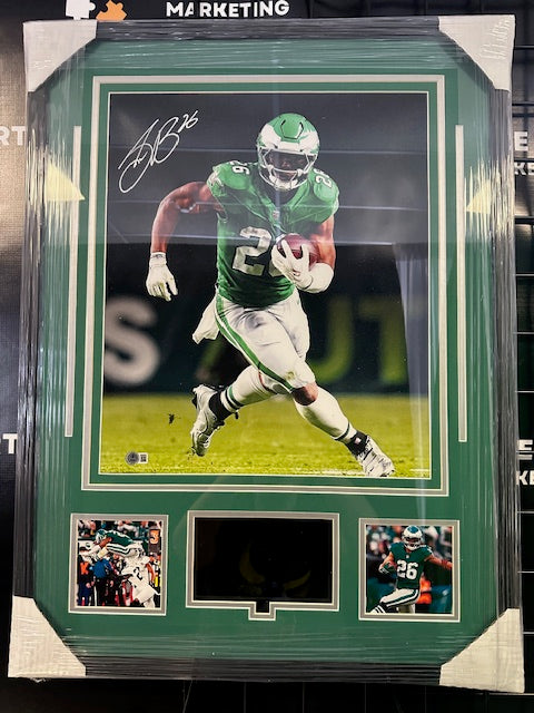 Eagles Saquon Barkley Signed Video Frame Beckett COA