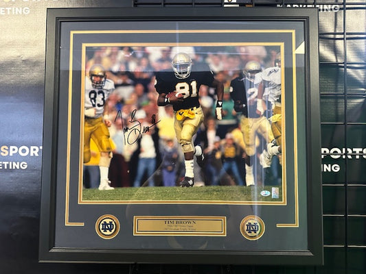 Notre Dame Tim Brown Signed 16x20 Framed Photo PSA COA