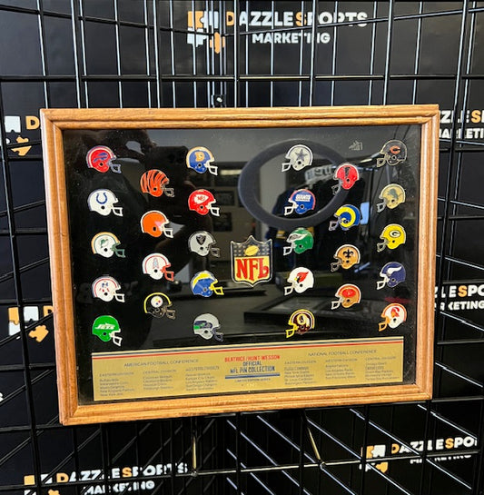 Framed NFL Pin Collection Early 90s Limited Edition