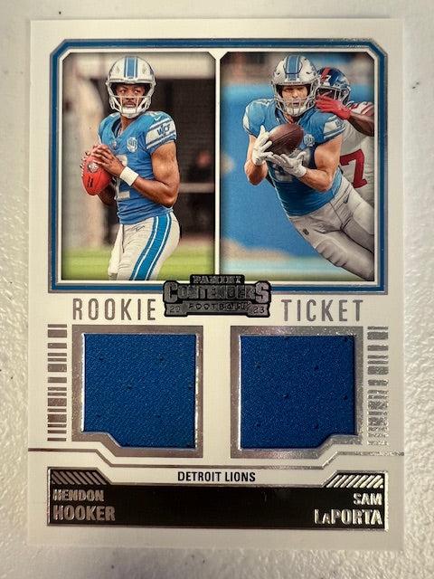 Detroit Lions Hendon Hooker and Sam LaPorta Panini Contenders #DS-10 Card