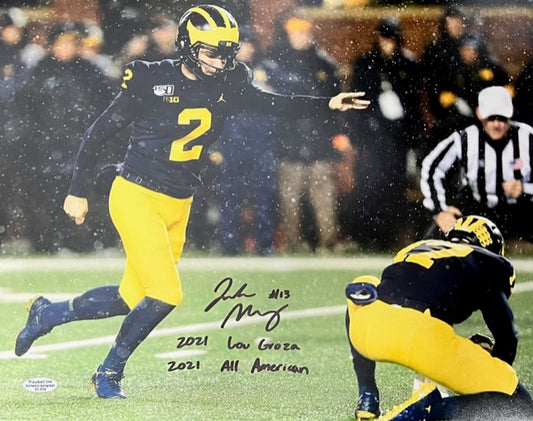 Michigan Wolverines Jake Moody Signed/Inscribed 11x14 with COA *NO CARD*