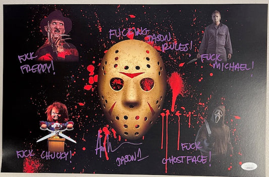 Ari Lehman Signed/Inscribed "JASON FUCKING RULES" 11X17 with JSA COA