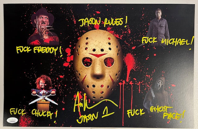 Ari Lehman Signed/Inscribed 11x17 *Yellow Ink* with JSA COA