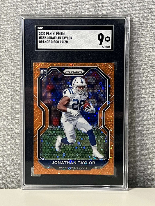 2020 Panini Prizm #332 Jonathan Taylor Orange Disco Prizm SGC Mint 9