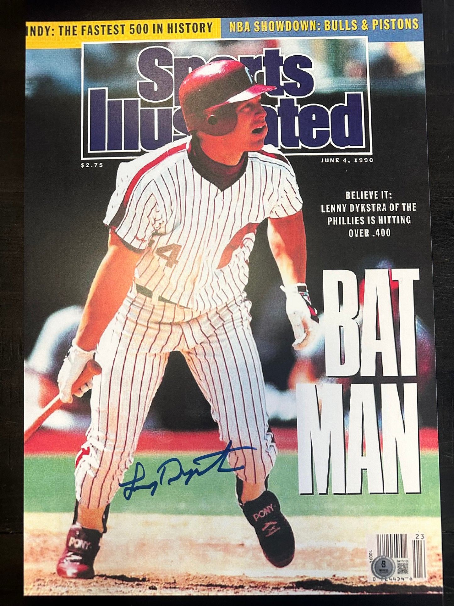 Philadelphia Phillies Lenny Dykstra Signed 11x17 with Beckett COA