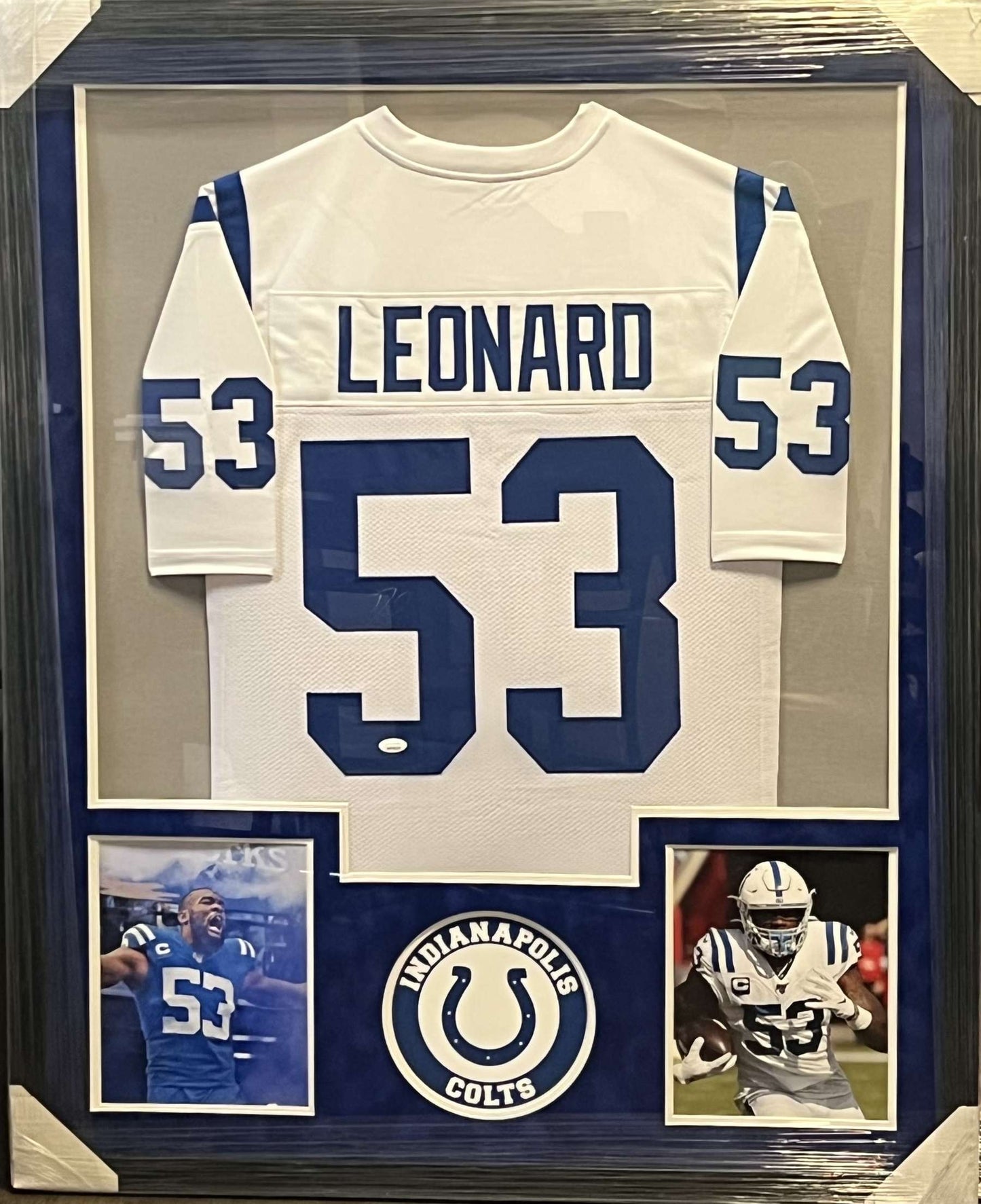 Colts Darius Shaquille Leonard Signed Framed Jersey JSA COA