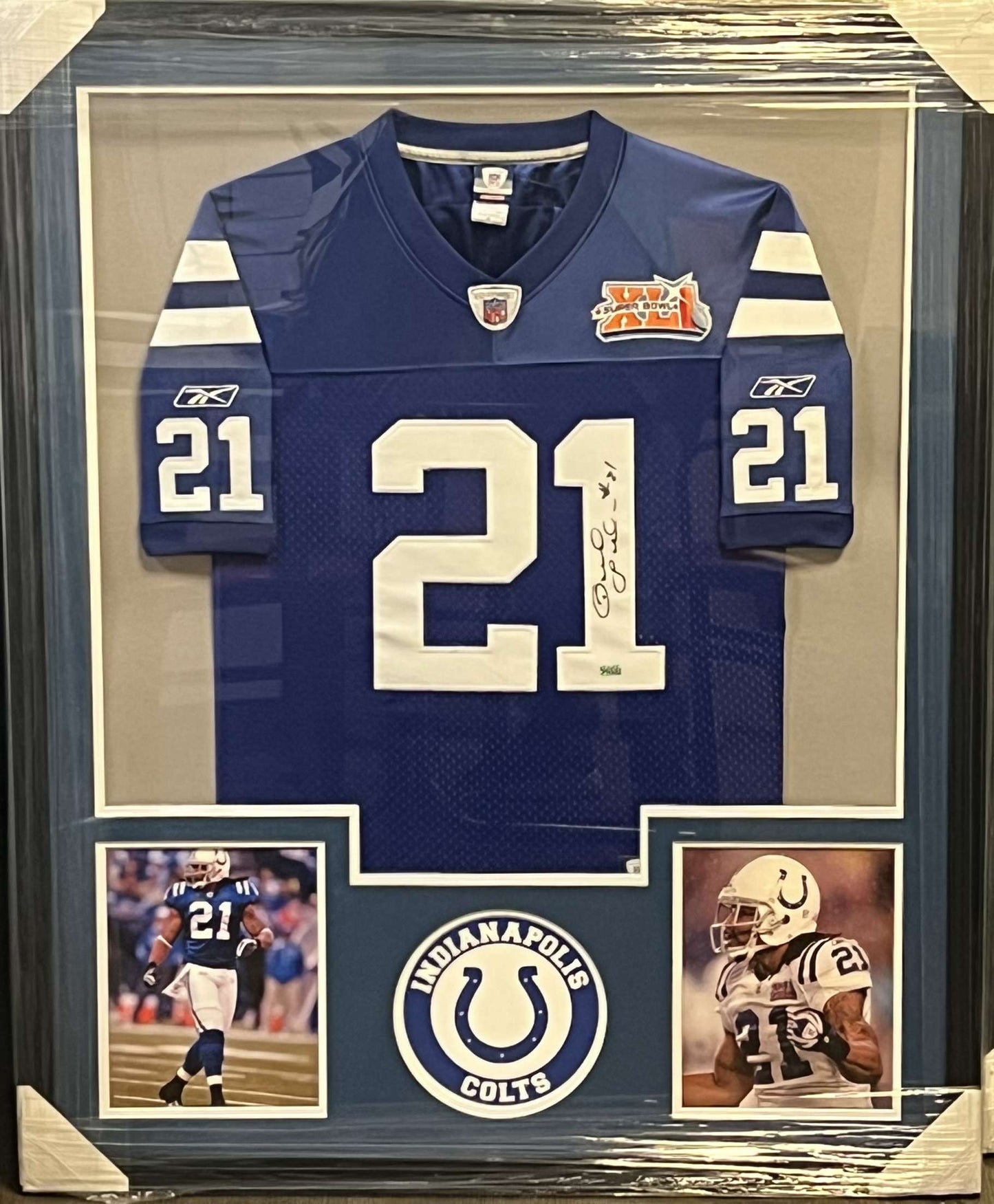 Colts Bob Sanders Signed Framed Jersey Mounted COA