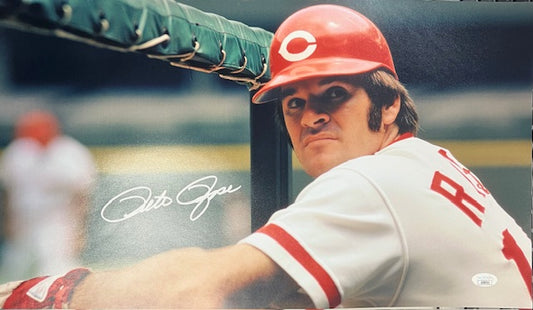 Cincinnati Reds Pete Rose Signed 12x20 with JSA COA