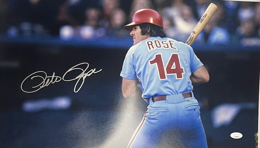 Cincinnati Reds Pete Rose Signed 12x20 with JSA COA