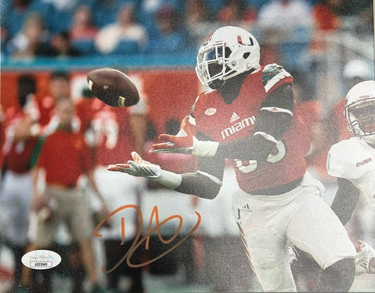 Miami Hurricanes David Njoku Signed 8x10 with JSA COA