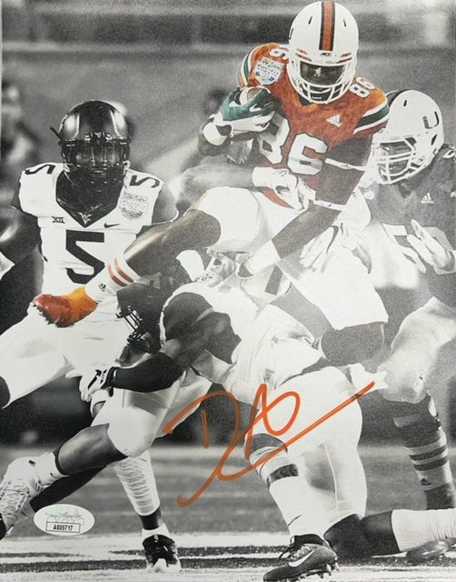 Cleveland Browns David Njoku Jumping Over Signed 8x10 with JSA COA