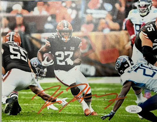 Cleveland Browns Kareem Hunt Running Ball Signed 16x20 with JSA COA