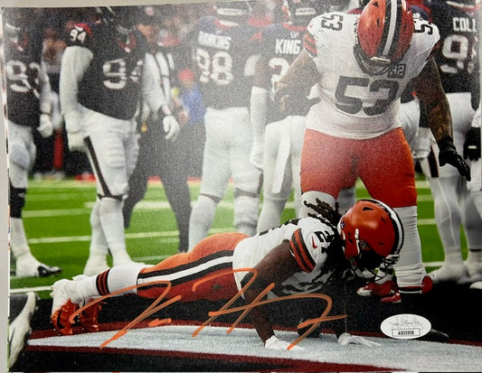 Cleveland Browns Kareem Hunt Push Ups Signed 8x10 with JSA COA