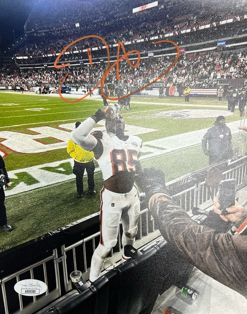 Cleveland Browns David Njoku Chugging Beer Signed 8x10 with JSA COA