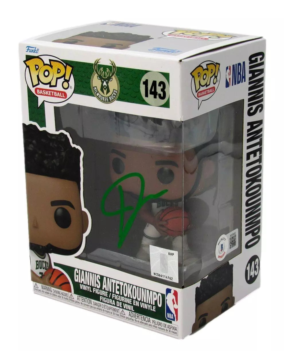 Giannis Antetokounmpo Autographed Funko POP! #143 Bucks Beckett