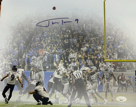 Baltimore Ravens Justin Tucker 66yd Field Goal Signed 11x14 with JSA COA (White)