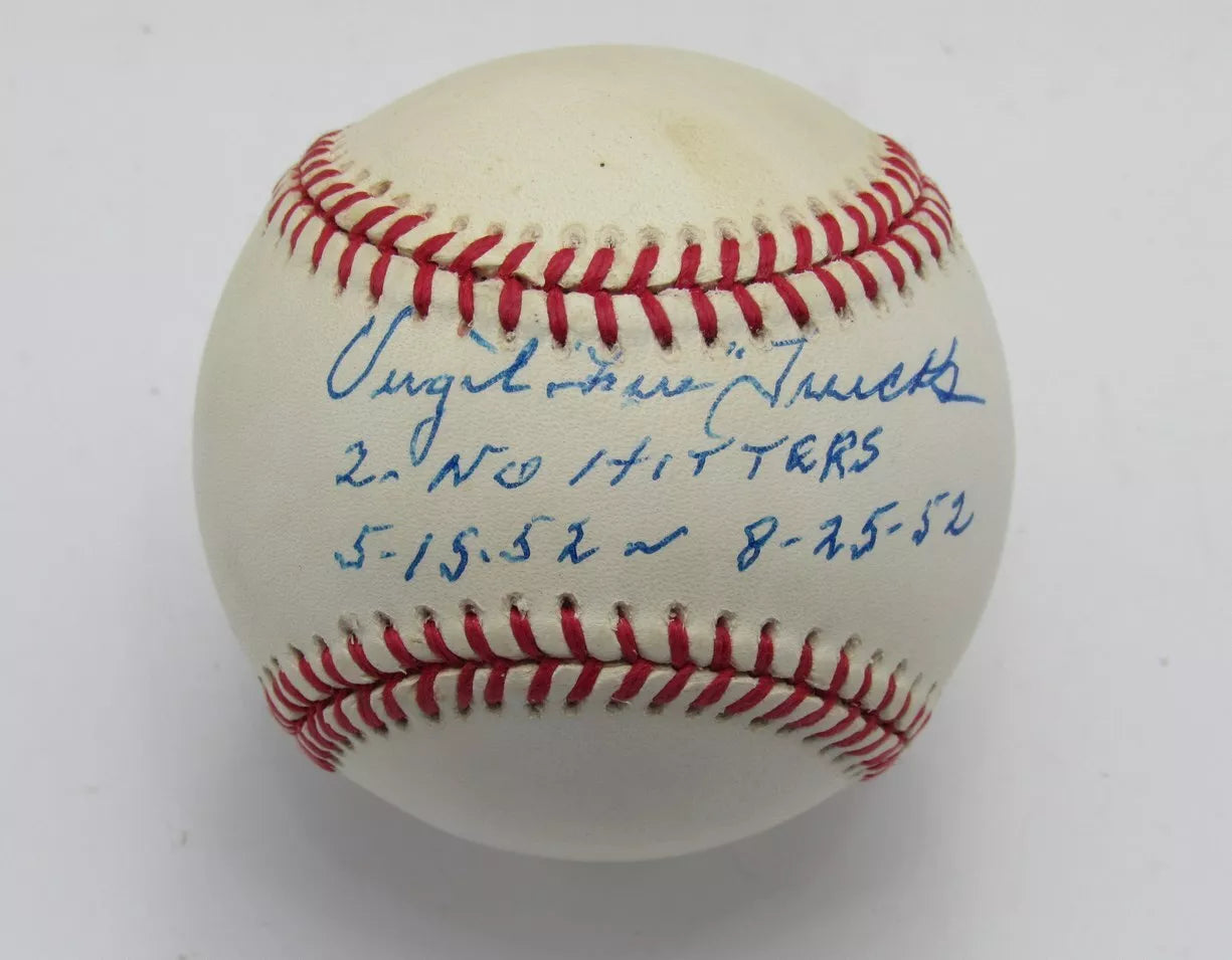 Virgil Trucks Signed/Inscribed OAL Baseball Detroit Tigers PSA/DNA