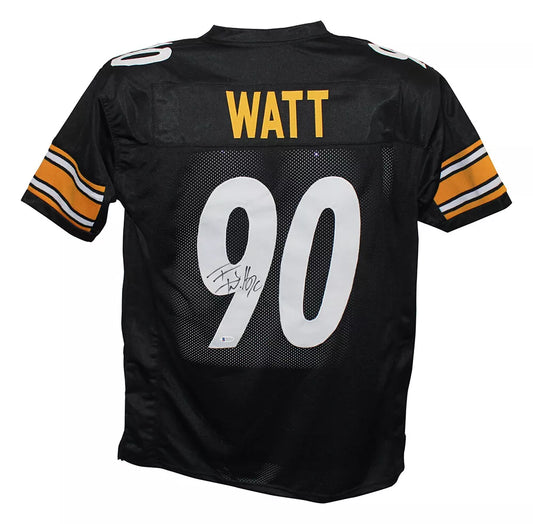 TJ Watt Autographed/Signed Pro Style XL Black Jersey Beckett