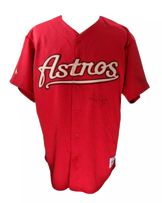 Roger Clemens Signed/Auto Red Majestic Baseball Jersey Astros PSA/DNA