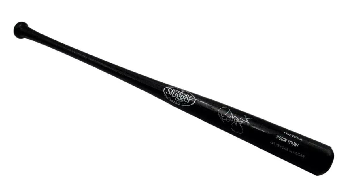 Robin Yount HOF Brewers Autographed Louisville Slugger Black Baseball Bat