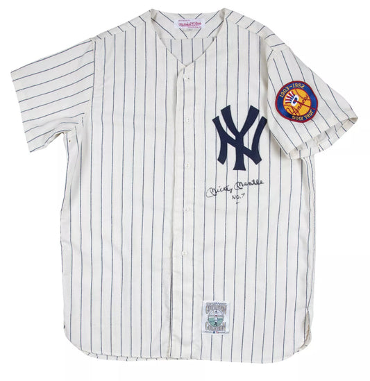 Mickey Mantle Signed Inscribed Mitchell and Ness Jersey Yankees 1952 JSA