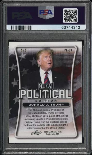 2020 Leaf Metal American Politics Donald Trump Black Crystal 4/5 PSA MINT 9