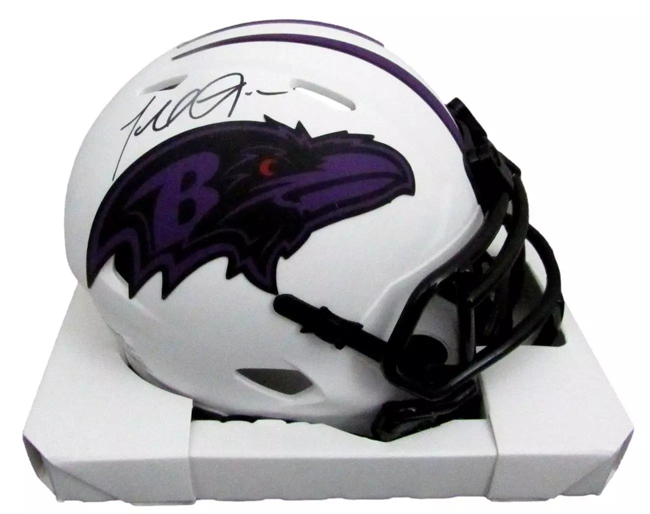 Terrell Suggs Autographed Mini Ravens Lunar Eclipse Football Helmet JSA COA