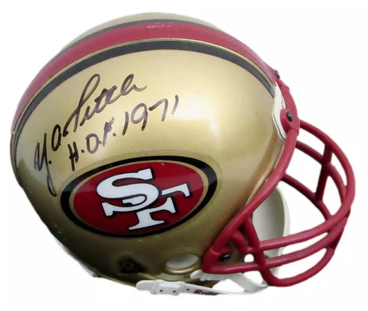 Y.A. Tittle HOF Signed/Inscribed Micro Mini Helmet San Francisco 49ers COA