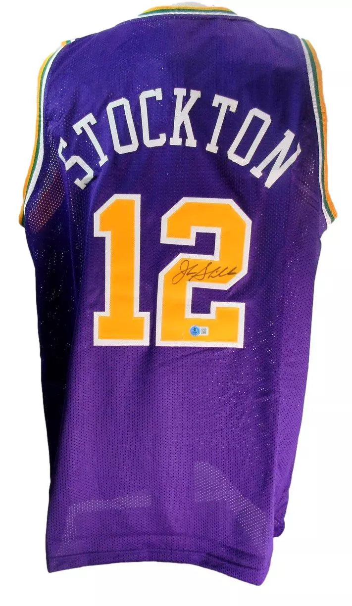 John Stockton HOF Signed Custom Hall of Fame Basketball Jersey Beckett