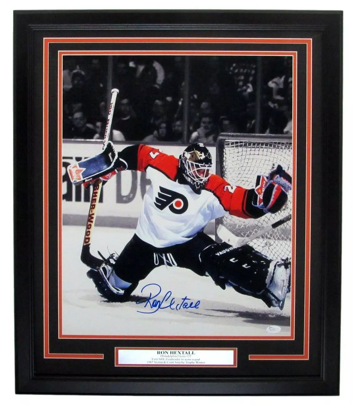 Ron Hextall Philadelphia Flyers Autographed/Signed 16x20 Photo Framed JSA