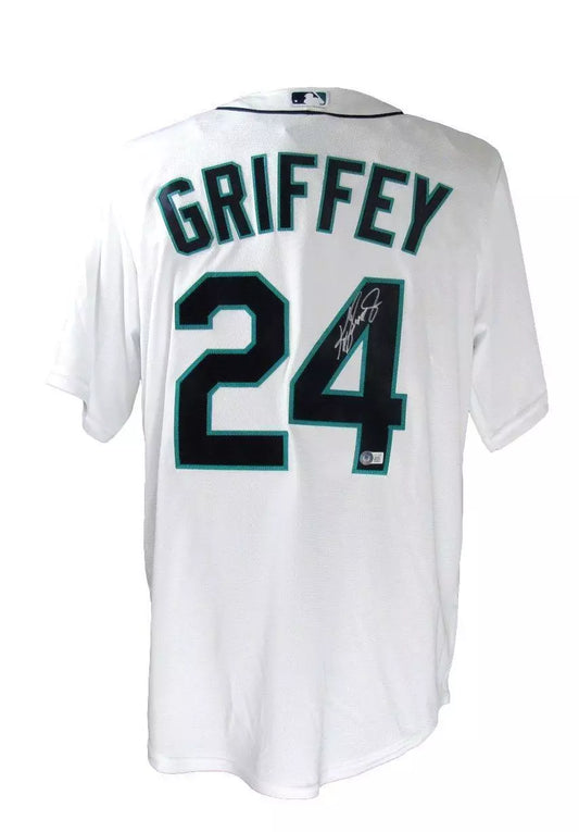 Ken Griffey Jr. HOF Autographed White Majestic Baseball Jersey Mariners Beckett