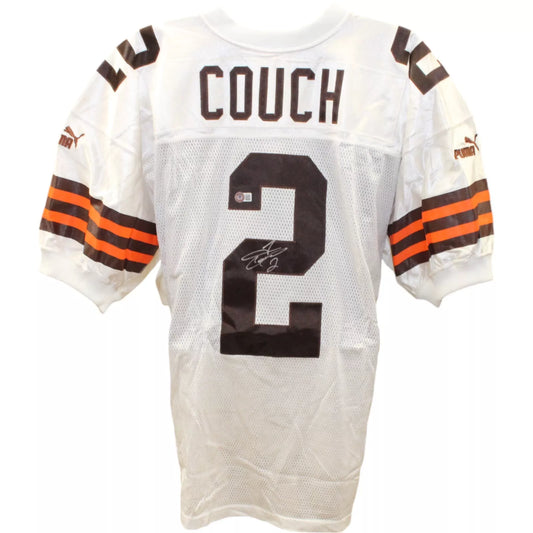 Tim Couch Signed Cleveland Browns Puma 50 White Jersey Beckett