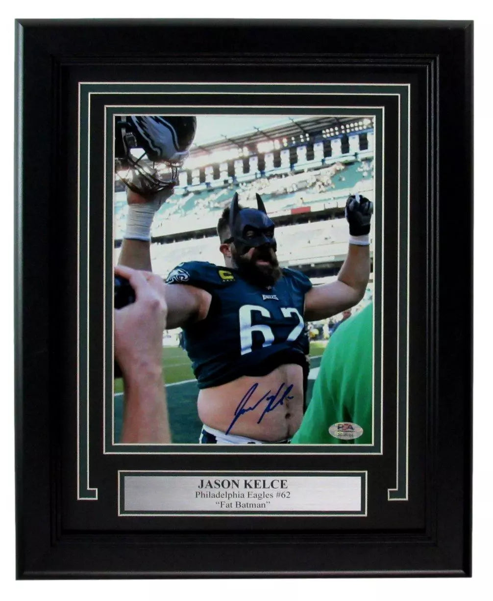 Jason Kelce Signed/Autographed 8x10 Photo Eagles Framed PSA/DNA