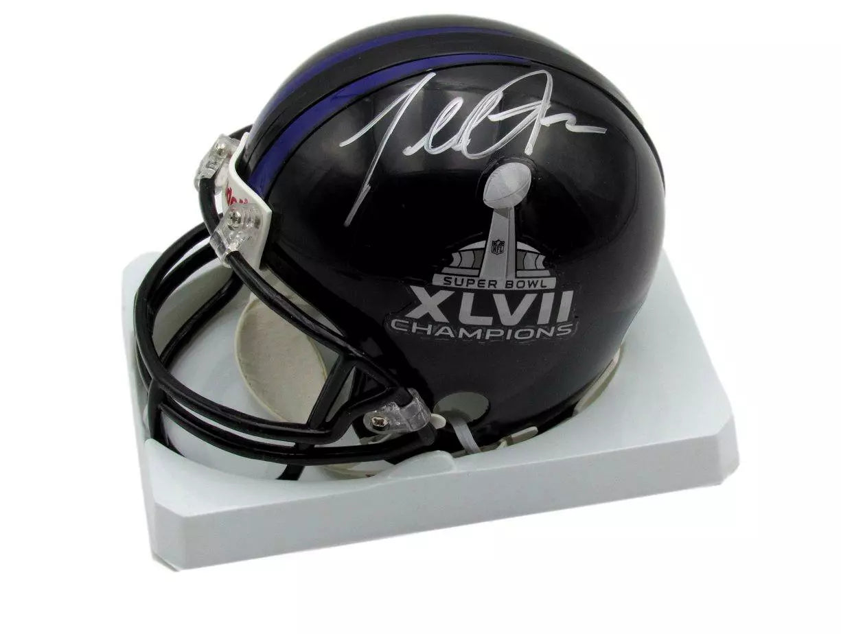 Terrell Suggs Autographed Mini Ravens Super Bowl XLVII Football Helmet Beckett COA