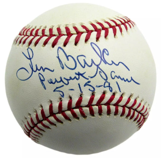 Len Barker Autographed/Inscribed OML Baseball Cleveland Indians JSA COA