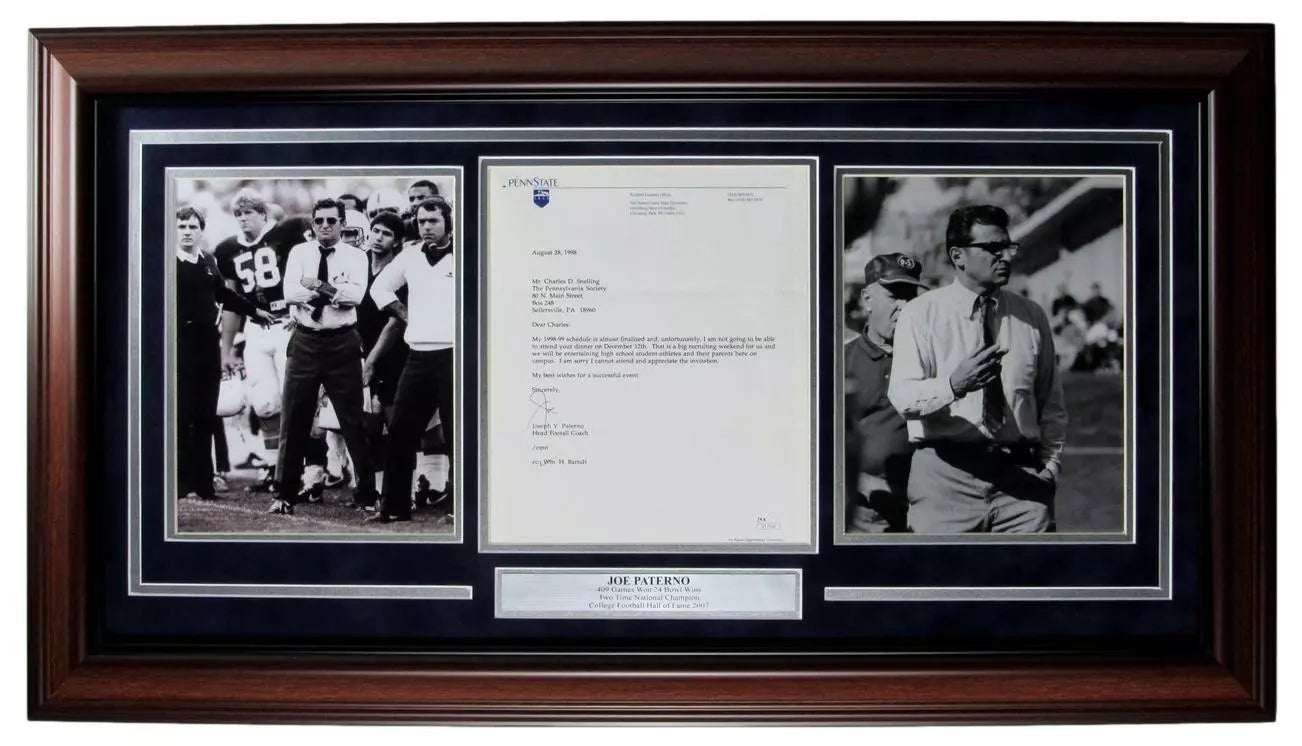 Joe Paterno Penn State Signed/Autographed 8x10 Photo Collage Framed JSA