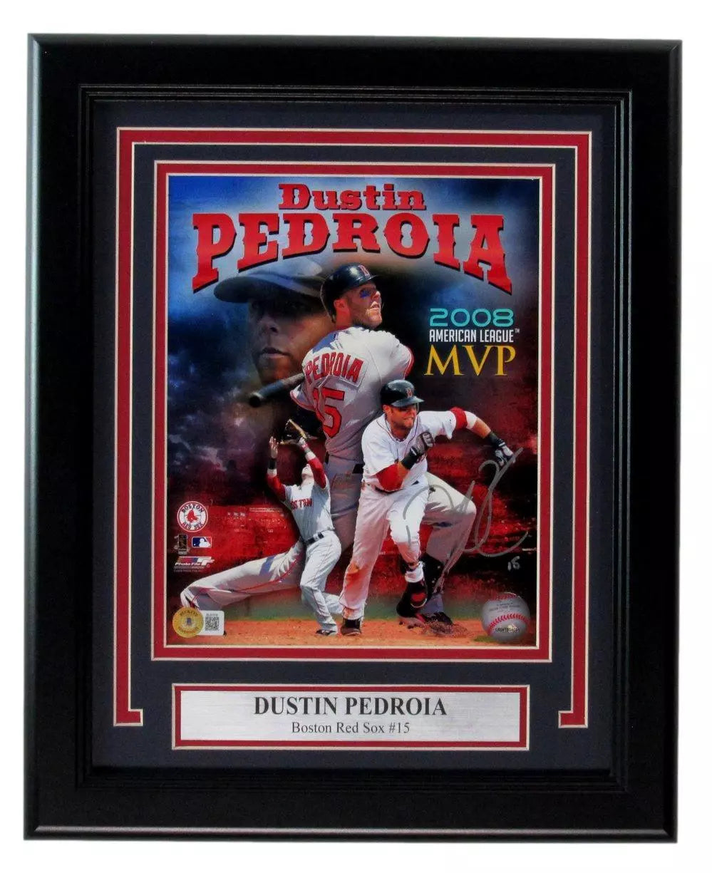 Dustin Pedroia Autographed 8x10 Photo Boston Red Sox Framed Beckett