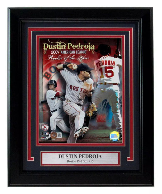 Dustin Pedroia Autographed 8x10 Photo Boston Red Sox Framed Beckett