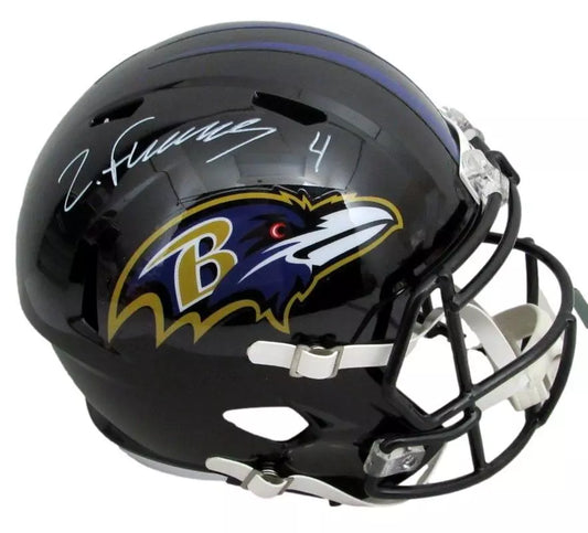 Zay Flowers Autographed Full Size Speed Replica Helmet Ravens Beckett COA