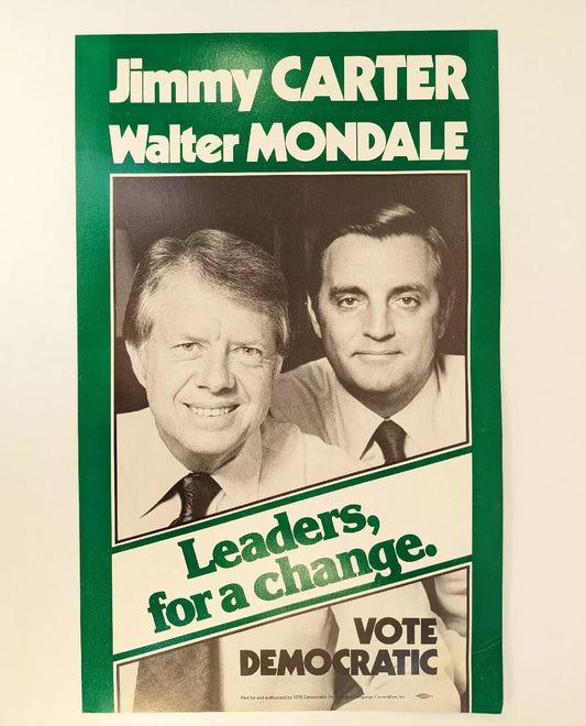 Vintage 1976 President Jimmy Carter & Walter Mondale Campaign Poster 13x21