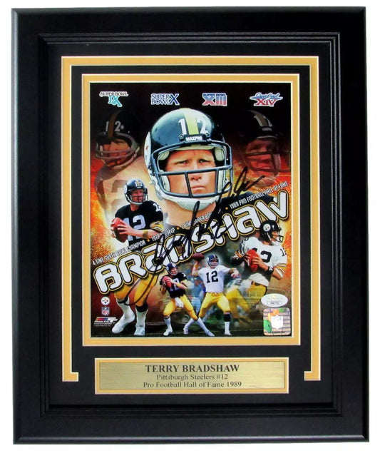 Terry Bradshaw HOF Pittsburgh Steelers Signed/Auto 8x10 Photo Framed JSA