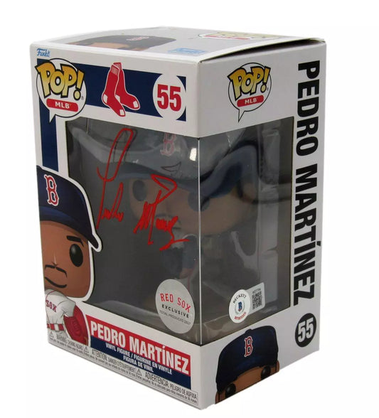 Pedro Martinez HOF Autographed Funko POP! #55 Figurine Red Sox Beckett