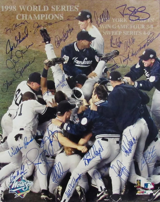 1998 World Series Champs New York Yankees Team Signed 16x20 Photo PSA/DNA