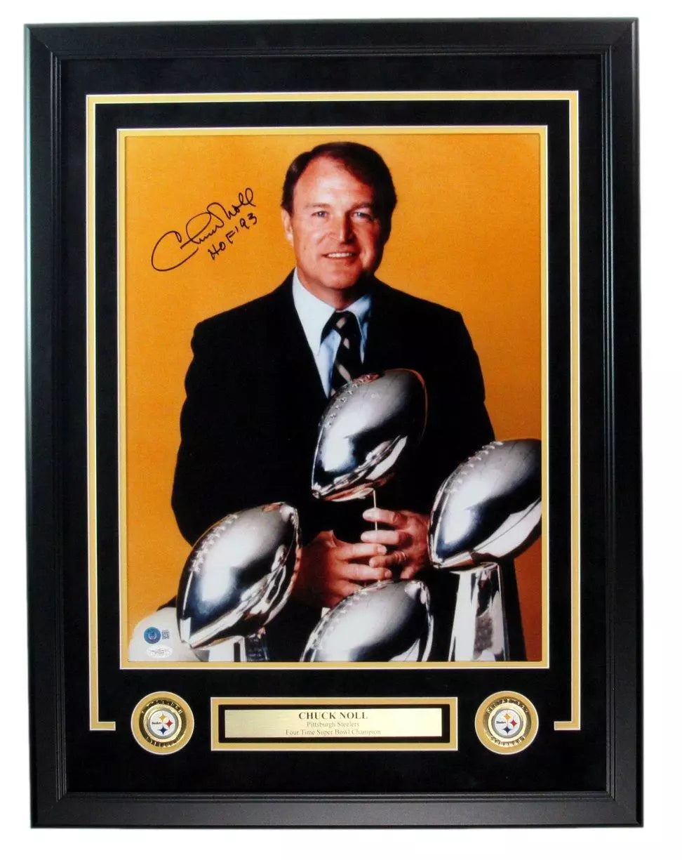 Chuck Noll HOF Autographed/Inscribed 16x20 Photo Steelers Framed Beckett