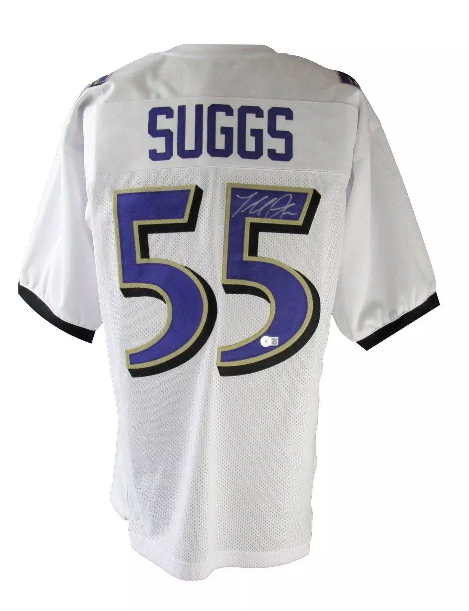 Terrell Suggs Autographed White Custom Jersey Baltimore Ravens Beckett