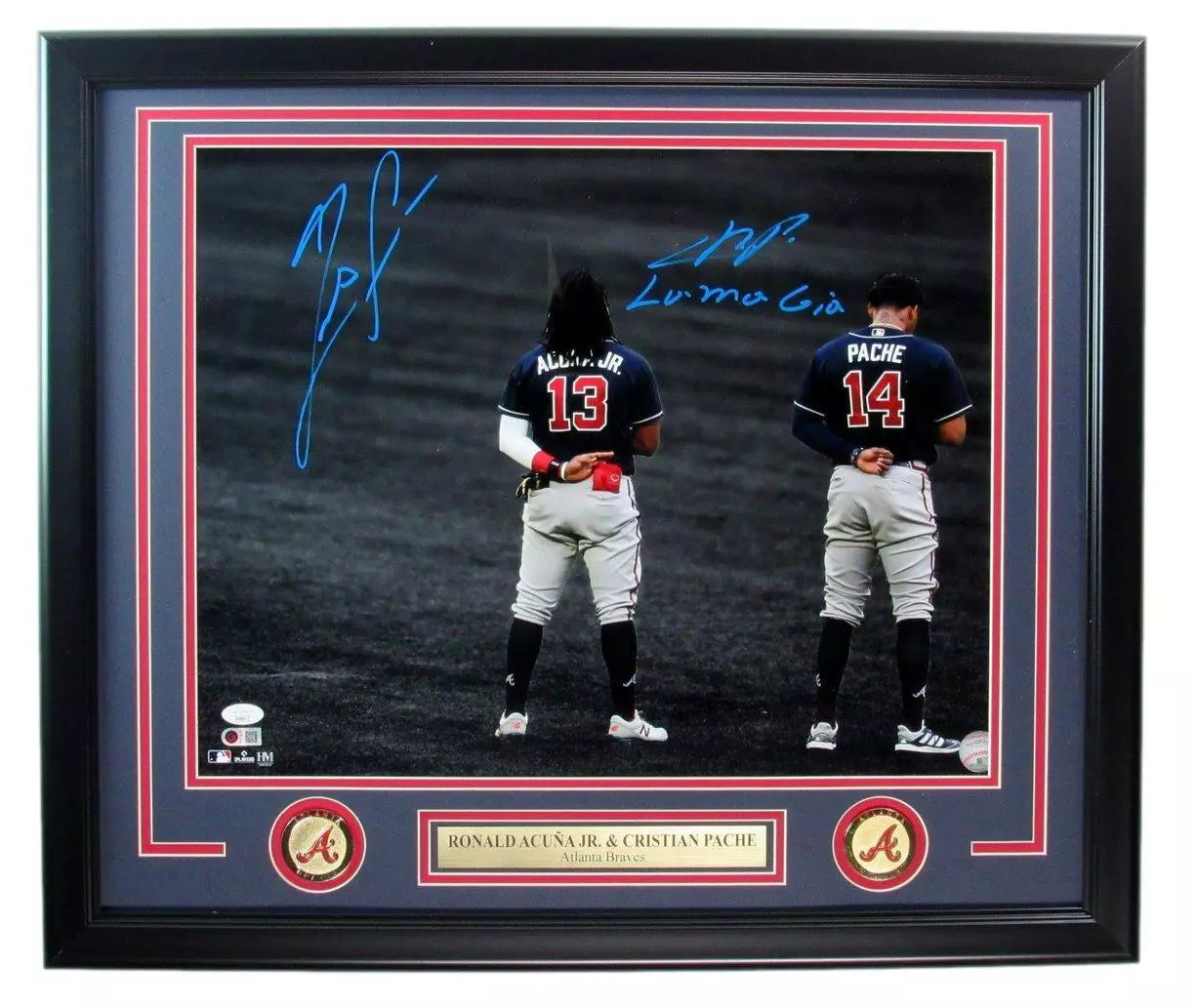 Ronald Acuna Jr./Cristian Pache Dual-Signed 16x20 Photo Braves Framed JSA