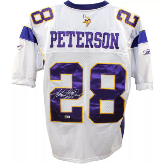 Adrian Peterson Signed Minnesota Vikings White sz 48 Reebok Jersey ROY BAS