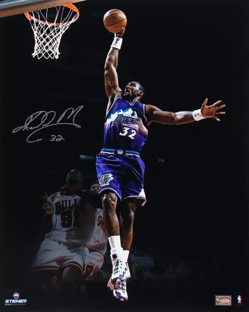 Karl Malone HOF Utah Jazz Autographed/Inscribed 16x20 Photo Steiner