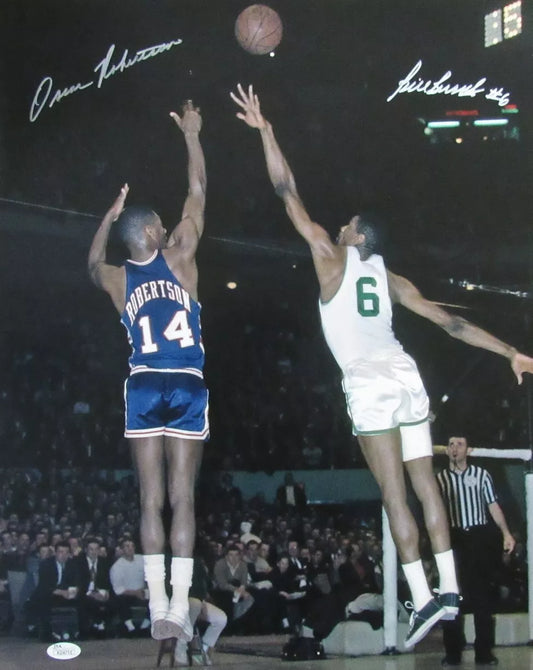 Bill Russell/Oscar Robertson Dual-Autographed 16x20 Photo JSA