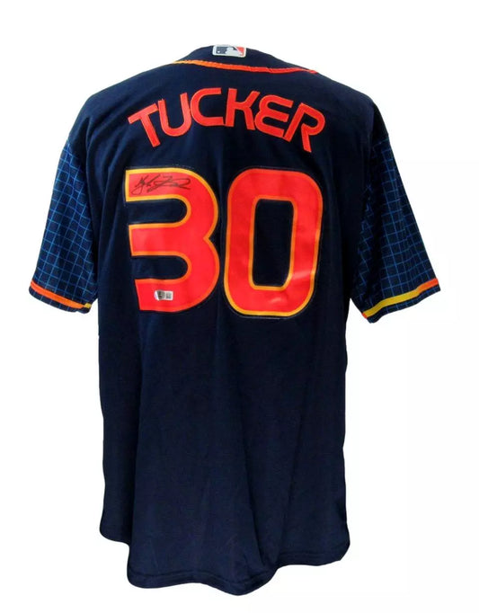 Kyle Tucker Astros Signed/Auto Nike Navy Blue Space City Jersey Beckett